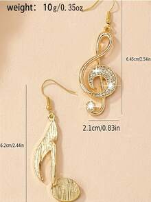 Vintage French Romantic Music Note Asymmetrical Shape Unique Music Festival Casual Earrings - Multicolor - View 3