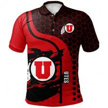 Utah Utes Red Black Curve Polo Shirt V10 - Multicolor - View 2