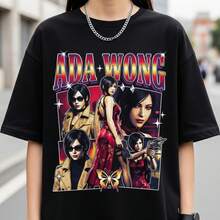 A1DA Wong's T-Shirt,  Graphic T-Shirt, Umbrella Corp Spy T-Shirt, RE4 Remake Clothing - 黑色 - 查看 1