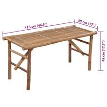 vidaXL Klappbare Gartenbank Mit Auflage 118 Cm Bambus - A - Übersicht 8