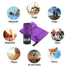 Toalla Deportiva EASYTAO Toalla Microfibra 3PCS Toalla Gym Suave y Ligero para Natacion Deporte Baño Viajes Yoga Etc con Una Bolsa 3 Tallas 76 * 152cm+40 * 80cm+30 * 30cm Violeta - Violeta - Ver 7