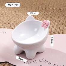 Bát ăn cho mèo bằng gốm có chân đế và nơ, bát ăn dễ thương cho mèo con, chống nôn và giảm mỏi râu. - 180ML - Xem 13
