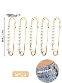 1-10pcs Faux Pearl Brooch Pins, 2.75 Inches, Suitable For Women's Clothing, Dresses, Pants, Skirts And Other Accessories, Can Be Used For Sweaters, Shawls, Etc. - Multicolor - View 22