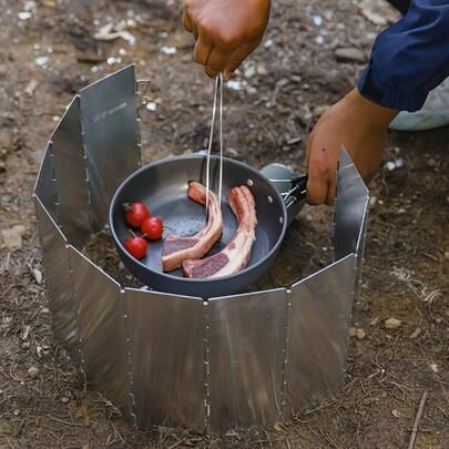 1 tấm chắn gió cho bếp ngoài trời bằng hợp kim nhôm siêu nhẹ, có thể gập lại, bền, nhẹ và dễ mang theo, thích hợp cho cắm trại, dã ngoại, phụ kiện thiết yếu cho nấu ăn ngoài trời, thiết bị chắn gió cho bếp ngoài trời, tấm chắn gió khi nấu ăn ngoài trời, đồ dùng gia đình.