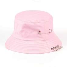 1pc Women's Bucket Hat With Metal Ring Brooch, Fashionable Bucket Hat, Casual Hat Suitable For Spring/Autumn Outings, Travel, Beach, Party - Multicolor - View 8