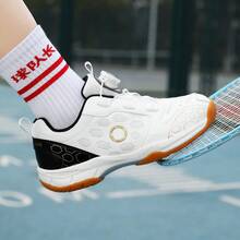 Factory Direct Patent Kids Badminton & Table Tennis Shoes, Unisex Fashion Sports Casual Sneakers - White and Black - View 8