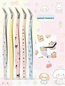 Bộ 5 nhíp cong hình hoạt hình, nhíp uốn mi chống tĩnh điện độ chính xác cao mới, nhíp nối mi hình hoạt hình, dụng cụ nối mi, nhíp cho người mới bắt đầu, kẹp hỗ trợ nối mi độ chính xác cao, nhíp kẹp lông vũ bằng thép không gỉ dành cho nghệ sĩ nối mi, thích hợp cho làm sổ lưu niệm và các dự án, trang điểm, thủ công mỹ nghệ, tỉa lông mày - Họa tiết kẻ caro thẩm mỹ, thép không gỉ, dụng cụ làm móng, mi giả, du lịch, dụng cụ làm móng, màu hồng, quà tặng, quà tặng cho phụ nữ - Nhiều màu - Xem 1