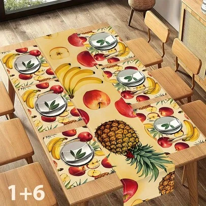 Bộ 1/4/6/8/12 chiếc, Thảm trải bàn ăn bằng vải lanh họa tiết quả dứa màu vàng (có thể giặt), Tấm bảo vệ bề mặt cho bàn ăn trong nhà và ngoài trời, Thiết kế in rõ nét và sống động, Thích hợp cho các buổi họp mặt gia đình, tiệc tùng ngày lễ, trang trí nhà bếp, phòng khách và lối vào.