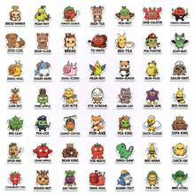 50pcs Funny Cartoon Animal Stickers, Unique Creative Food And Fruit Doodle Stickers - 50 Fun Pun-based Cartoon Animal Stickers - View 4