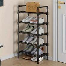 Minimalist Shoe Rack, Sturdy Multi-Layer, Compact Design, Strong Load-Bearing, Integrated Connector, Handle Design, Easy To Carry, Black Metal Shoe Rack, Suitable For Entryway, Closet, Bedroom, Hallway And Balcony. - Black - View 2