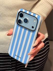 GIIPPA 1 Piece Light Blue Striped Pattern Phone 17 Pro Max Case, Suitable For Phone 16 Pro Max, 15 Pro Max, 14 Pro Max, Korean Stylish And Interesting Phone Case, Compatible With 11/12/13/14/15/16 Pro Max Plus, Elegant Design Suitable For Both Men And Women, Ideal Gift For Christmas, Valentine's Day, Easter, Wedding Season And Birthday For Girlfriend - Light Blue - View 9