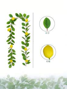 1 pieza Planta verde artificial de vid de limón para decoración interior, Prop de arte de huerto de limones de espuma, Decoración interior/exterior, Planta colgante de vid de limón falsa con frutas de limón y flores amarillas/blancas, ¡Crea una atmósfera fresca! Decoración interior/exterior y prop de fotografía, crea fácilmente una escena primaveral vibrante - Multicolor - Ver 13