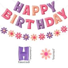 4件組彩色生日快樂毛氈旗幟套組，字母旗與花環，毛氈生日派對裝飾，嬰兒洗禮派對背景裝飾 - A - 查看 15