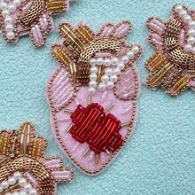 1-4pcs Heart-Shaped Handmade Diamond Patches, DIY Clothing Accessories, Bags, Shoes, Hats, Decorations, Sewing Styles, Multiple Colors Available, Handcrafted With Slight Variations In Rhinestone Placement - Heart and Action - View 11