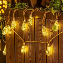 16 Bulbs Solar Powered Fairy String Lights, 8 Flashing Modes, Solar Rechargeable Battery Powered, Suitable For Birthday Party, Garden, Fence, Shop, Wedding, Camping, Christmas Tree And Other Winter Decor - Warm Colors - View 3