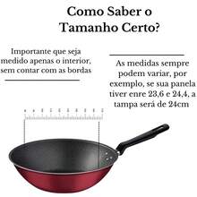 Tampa de Vidro Reforçada de 10cm para Panela e Frigideira com Alça em Plástico ou Madeira - Vermelho - Visão 5
