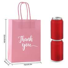 12pcs White Gift Bags Printed With "Thank You", 8.6 Inch Reusable Shiny Party Favor Bags Suitable For Christmas, Birthday, Baby Shower, Wedding And Shopping - White - View 2