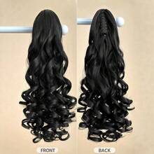 22 Inch Wavy Ponytail Hair Clip, Integrated Wavy Curly Style, Suitable For Daily Use By Women, Black - Black - View 3