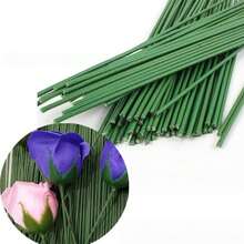 10/30/50 Pcs Artificial Flower Stems, Bendable DIY Green Floral Wire Rods, For Wedding Bouquets, Home Holiday Decor (Halloween/Christmas/Boho) - Green - View 1
