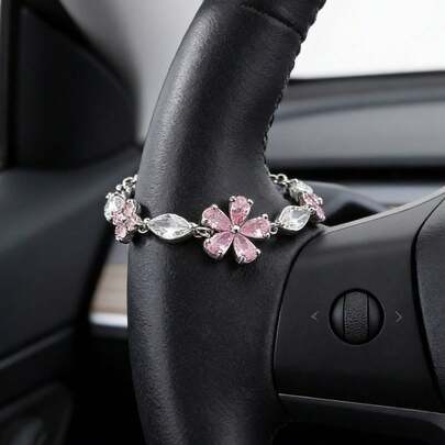 Pink Cherry Blossom Shaped Car Decor, Fashionable Minimalist, Full Of Girly Charm, Suitable For Various Car Models