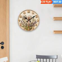 1 Piece Of Modern Minimalist Round Wall Clock, With Clock Face And Small Hands - Silent, Non-Ticking, Battery-Powered, Suitable For Bedroom, Living Room, Office Decoration - Wooden Frame Floral-Themed Clock (10inch, AA Battery Not Included), 2D Flat Design,Centro De Mesa,Furniture Living Room,Stuff For Bedroom,House Deocr,Home Deocr Living Room,Cucco,Furniture - A - View 8