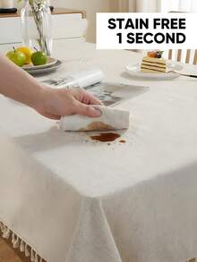 Decorative Natural Tablecloth, Suitable For Kitchen Dining Rooms, Wedding Buffets, Etc., 140*180 Cm - Ivory White. Suitable For Dining Tables, Coffee Tables, Parties, Birthday Gatherings, Cafes, Banquets, Picnics. - 彩色 - 查看 5