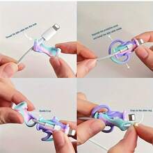 Funda protectora de silicona para cables de datos, organizador de cables y protector anti-rotura 2 en 1 para cable de datos - Durable, apto para Type C/Lightning/Micro USB, herramienta de almacenamiento y gestión de cables de teléfono móvil - Múltiples estilos - Ver 8