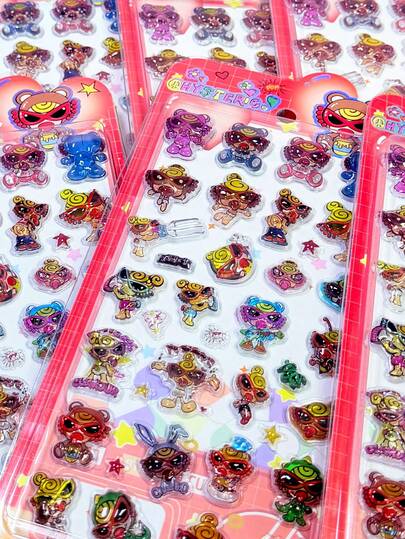 随机款式1张3D立体卡通摇晃贴纸，DIY休闲贴纸，适用于儿童剪贴簿和日记本，也可用于装饰手机、笔记本电脑、行李箱、杯子、滑板、笔记本和吉他，适合日常使用、儿童生日礼物、返校用品、旅行配件和青少年房间装饰。