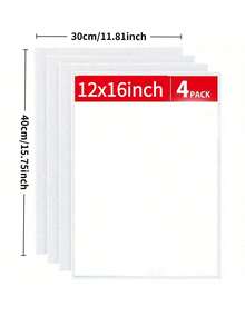 6 piezas Lienzos de pintura rectangulares de unicolor, tableros de lienzo versátiles adecuados para pintar, volver a la escuela y suministros educativos - Blanco - Ver 19
