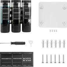 300ml Black Wall-Mounted Soap Dispenser - Reusable For Filling Shampoo And Conditioner Bottles, Suitable For Bathrooms, Kitchens, Hotels And Homes - Manual Liquid Body Wash And Hand Sanitizer Container - Black - View 8
