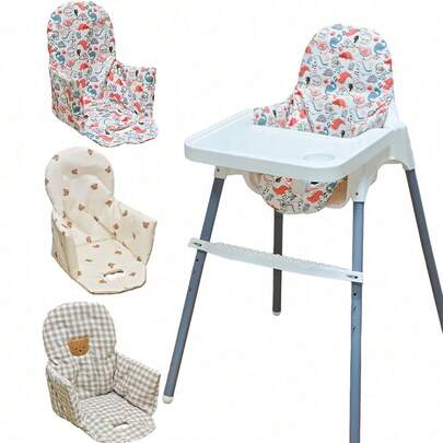 1 chiếc bọc ghế ăn dặm cho bé hình khủng long, đệm ngồi hình gấu, có thể giặt và gấp gọn.