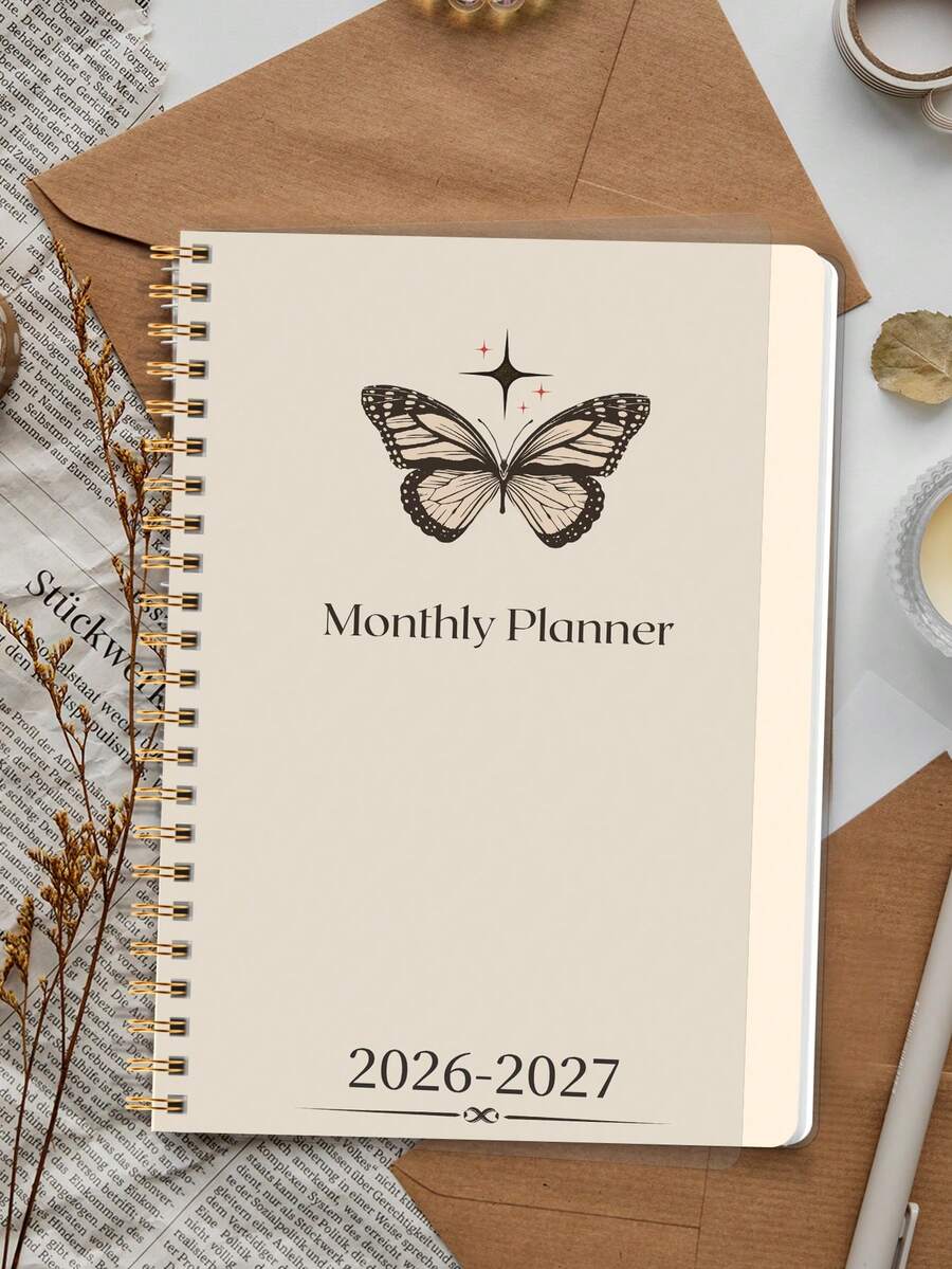 1本 2026-2028 學年週計畫與月計畫筆記本，中性款，含月計畫與備忘頁，辦公與學校用品，成人禮物，教師禮物