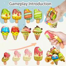 4/8/12 PCS Ice Cream Squishy Toy, Bulk Wholesale Party Favors, PU Foam Slow Rising Squeeze, Colorful Popsicle Stress Relief, Best Gift For Family And Friends, Sensory Toys For Kids, Children's Day Gift, Graduation Party Favors (Random Style) - Random Style - View 3