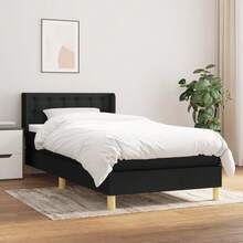 vidaXL Boxspringbett Mit Matratze Schwarz 100x200 Cm Stoff - Black - View 1