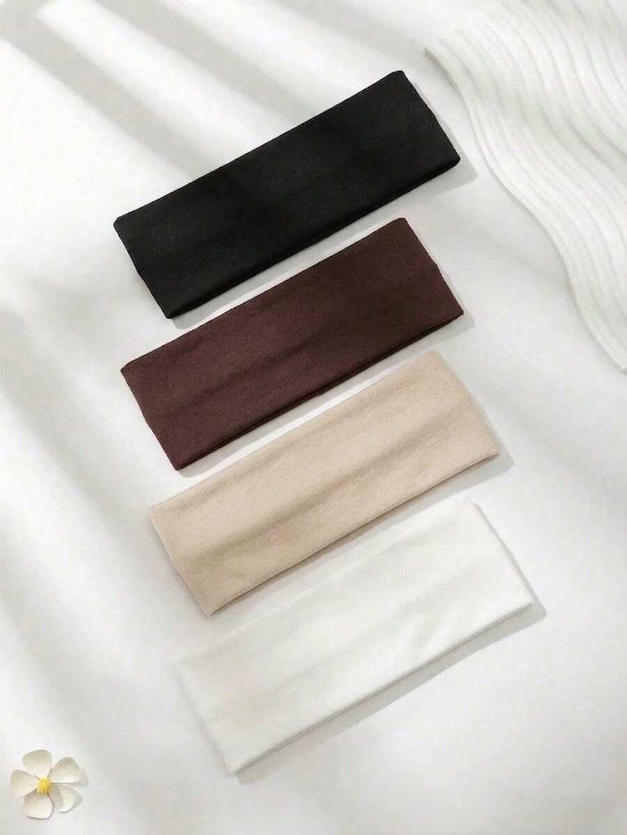 1/4pcs Set Simple Solid Color Sports Headband, Casual Versatile Hair Accessories For Women In Autumn/Winter, Elegant Scarf Headwrap Soft Headband Summer Outfits,Festival,Party - Multicolor - View 1