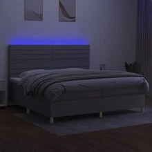 vidaXL Boxspringbett Mit Matratze & LED Hellgrau 200x200 Cm Stoff - Grigio - Visualizzare 4