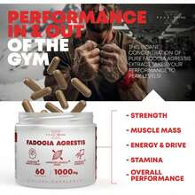 Testosterone Booster For Men With Fadogia Agrestis 1000mg Per Serving - Improve Natural Testosterone Production, Increase Energy And Muscle Growth - Workout Supplement USA Made (60 Capsules) - 5 包 - 查看 3