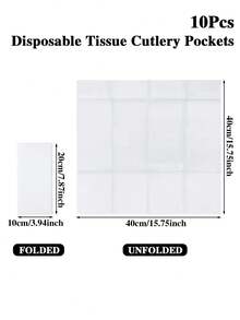 10/15pcs Disposable White Cutlery Bags With Cutlery Pocket, Elegant Disposable Paper Napkin Bags For Wedding, Birthday, Baby Shower, Anniversary, Bridal Party, Graduation, Holiday Party, Party Supplies, Home Decor, Tabletop Decoration, Kitchen & Dining Accessories - Pure White - View 13