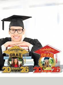 Customized Graduation Plaque With Photo-4 Colors, Custom Picture 2026 Congrats Grad Desktop Farewell Keepsake Gift,Graduation Gifts Acrylic Plaque,Custom Photo Name ,Bedroom Decor,Graduation Decor - Multicolor - View 4