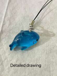 1 pieza/2 piezas Lindo colgante de tiburón de resina en miniatura, encantador y de moda, dije de teléfono, dije de bolso, joyería de pareja, regalo de amistad, accesorio diario - Multicolor - Ver 7