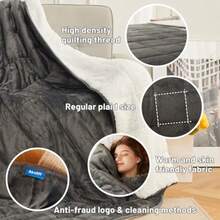 Manta con peso de 20 libras 60 x 80 pulgadas manta de forro polar Sherpa para invierno mullida suave acogedora y pesada para sofá manta gruesa y cálida para cama tamaño Queen - gris - Ver 6
