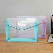 33*25*7cm File Folder, Buckle Macaron Transparent 3D File Bag, FC Large Capacity, Textbook Document Bag, Test Paper Storage Bag, Multi-Color Options, Accordion Office Contract Document Storage Bag, Student Test Paper Bag, Waterproof Storage Bag - Document Bag - View 4