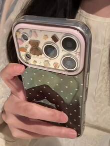 Niche Ins Polka Dot Cute Camera Pattern Phone Case, Compatible With Apple 16/17 Pro Max/ 15 Pro, Full Coverage Anti-Fall Protection Cover For Women, 14/13 - Brown - View 5