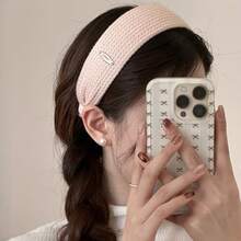 Women's Retro Gold-Tone Striped Knitted Wide Headband, Suitable For Daily Use, Home, School, Beach, Office, Party, Holiday, Birthday, Back To School, New Year, Valentine's Day, Mother's Day, Christmas, Wedding, Music Festival, Graduation, Spring/Summer,Travel - Multicolor - View 1