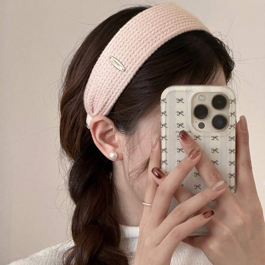 Women's Retro Gold-Tone Striped Knitted Wide Headband, Suitable For Daily Use, Home, School, Beach, Office, Party, Holiday, Birthday, Back To School, New Year, Valentine's Day, Mother's Day, Christmas, Wedding, Music Festival, Graduation, Spring/Summer,Travel - Multicolor - View 1