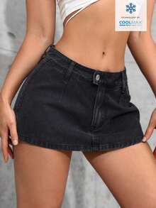 Women Denim Skirts - Black - View 6