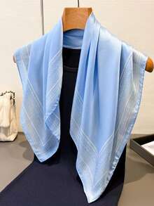 1pc 27.6"X27.6" Square Satin Scarf, Women's Printed Headscarf, Can Be Used As Headband, Hair Tie, Shawl, Neckerchief, Fashion Accessory Suitable For Dresses - 卡其色 - 查看 2
