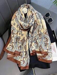 1条腰果花图案多功能轻薄柔软围巾/披肩，防晒沙滩巾，多功能长围巾 - 彩色 - 查看 13