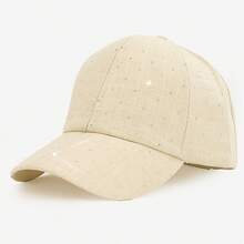Unisex Shiny And Luxurious Baseball Cap With Faux Diamond Decorations, Fashionable And Versatile Outdoor Sun Hat, Suitable For Everyday Casual Wear In Spring And Summer, A Great Gift Choice. - Beige - View 4