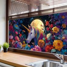 Glass Window Film 39.37*17.71 Inches Magical Unicorn Floral Decorative Window Cling Peel And Stick Static Cling Removable Decal For Home Decor - 定義 - 查看 5